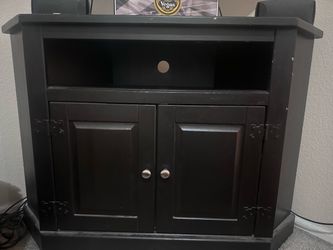 Black Wood TV Stand with Cabinet