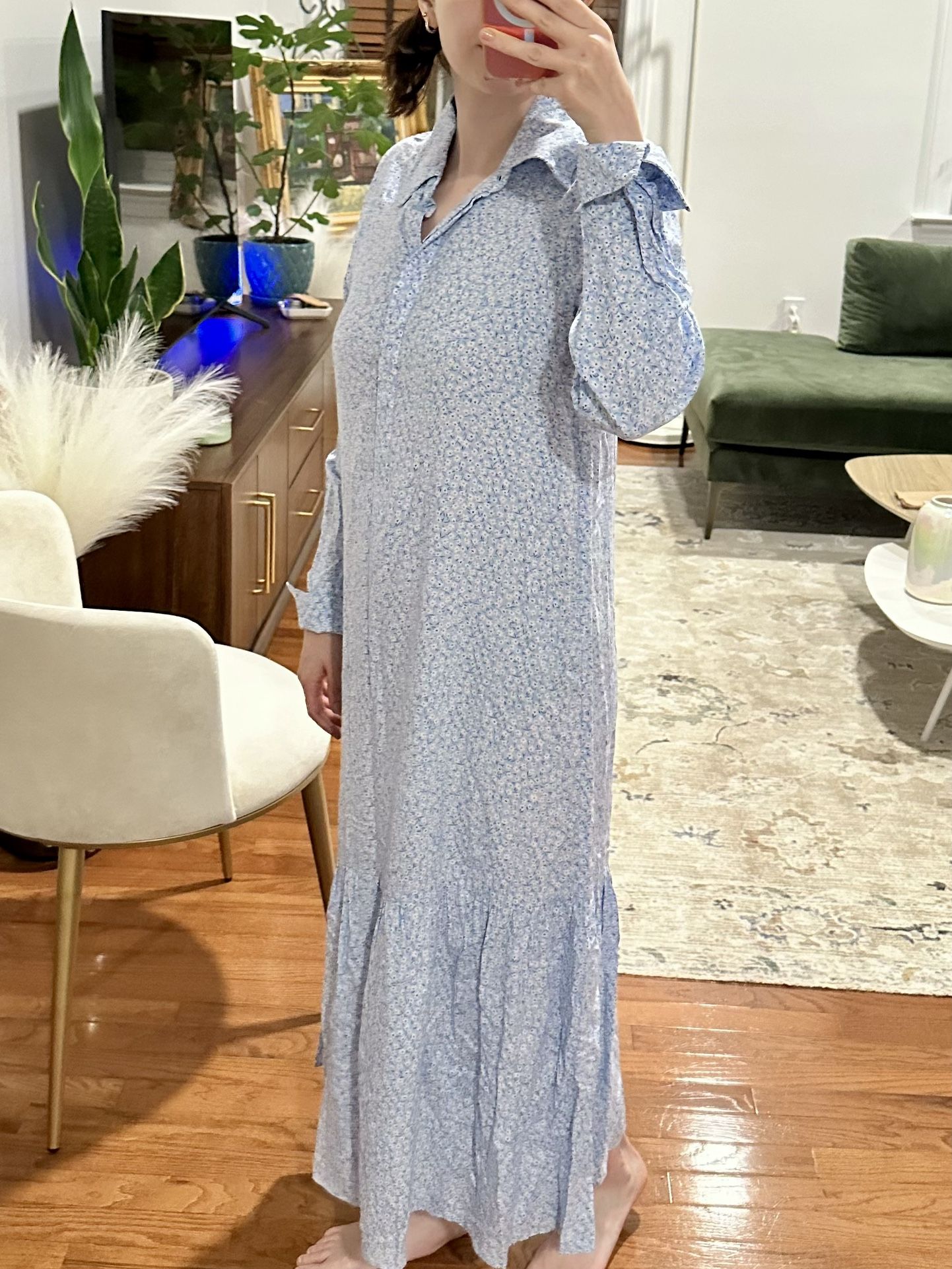 NEW Light Blue Floral Long Shirt Dress from H&M