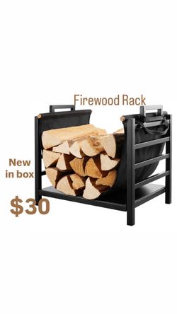 Indoor Firewood Rack 18 Inch Fireplace Log Holder with Canvas Carrier