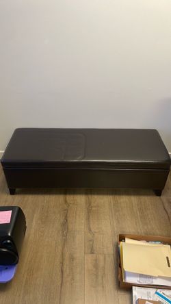 Brown bench with storage