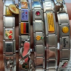 5 Italian Charm Bracelets  With Charms 