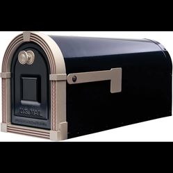 Gibraltar Architectural Mailboxe Brunswick Large, Steel, Post Mount Mailbox, Black With Brushed Nickel 
