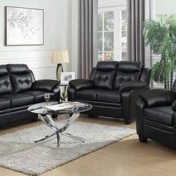 Living Room Sofa In Black Leatherette Material! SUPER SALE!