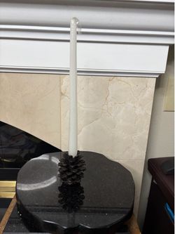 Vintage cast iron metal cone antique candlestick pine cone