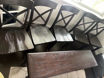 Dark Wood Chairs with bench seat