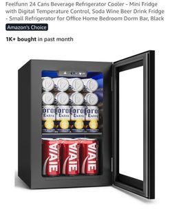 24 Cans Beverage Refrigerator Cooler - Mini Fridge