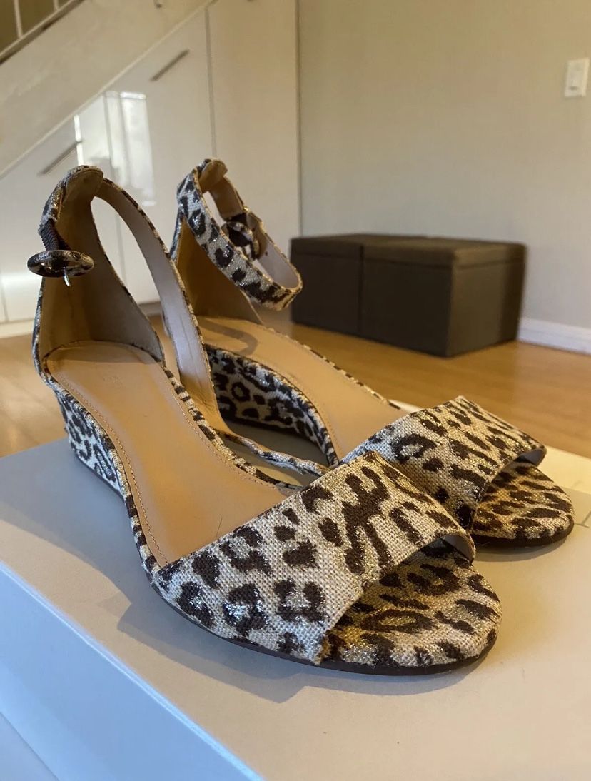 J. Crew Leopard Wedges Platform Heels US 8.5