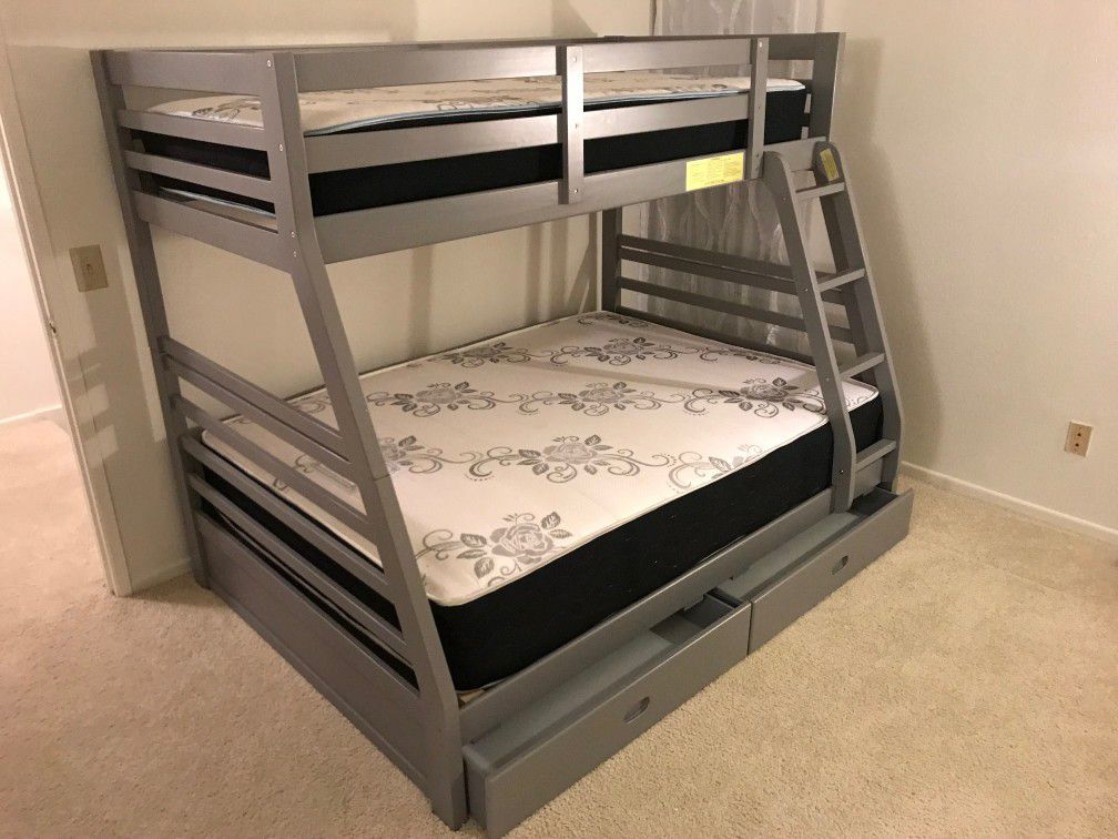 Gray full/twin bunkbed w Mattress Included