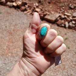 Black Vein Turquoise In 925 Silver.  Goid Size Cabachon Here