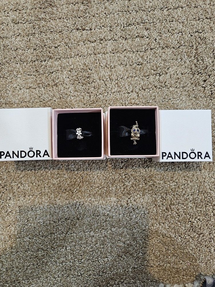 PANDORA Wise Owl Graduation Charm, Pandora White Daisy Flower Spacer Charm