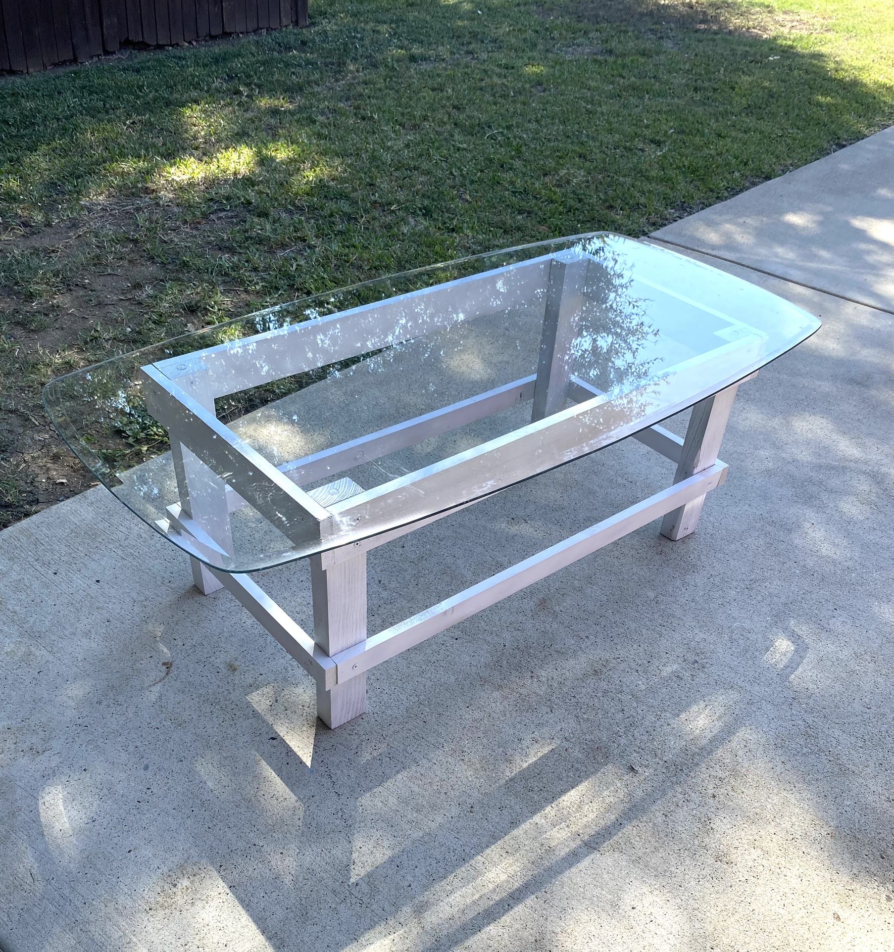 Vintage Wood And Glass Coffee Table