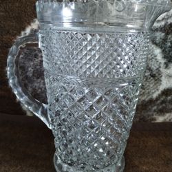 Beautiful Vintage Glass Pitcher For Lemonade, Drinks