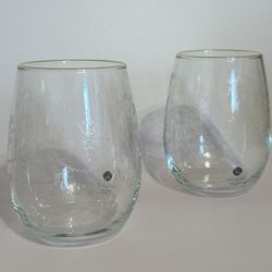 NEW. LIVIANO Handmade Gold Rim Wine Glasses. Set Of 2.