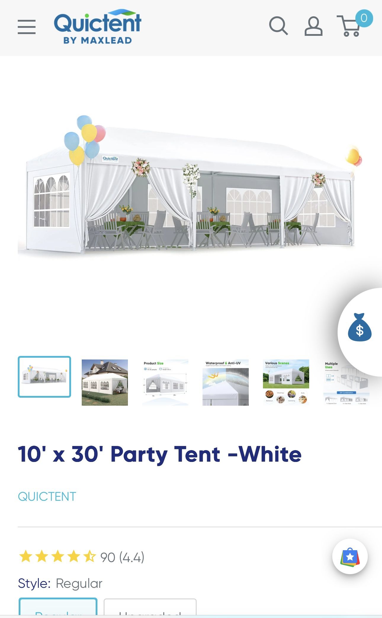 Unopened Party Tent