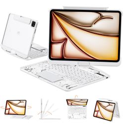 Tiaota Transparent Case with Keyboard iPad Air (M3/M2,2025/2024) 11 Inch,Compatible 10.9" iPad Air 5th/4th & 11" iPad Pro 4/3/2/1,7-Color Backlit,Wire