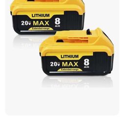 2-Pack 8000mAh Replacement for Dewalt 20V MAX Battery – Compatible with DCB200/206/207/201 Cordless Tools, Long-Lasting Power
