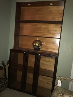 Dining room wall unit: 2 pieces with shelving and mirror doors. New set just $200 or best offer.