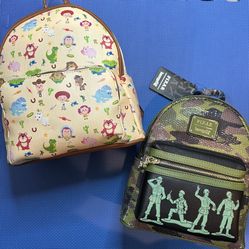 Loungefly Toy Story Army Men Mini Backpack and Danielle Nicole Toy Story AOP Mini Backpack - Both NWTs  