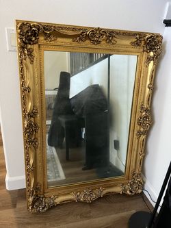 Heavy Large Vintage Gold Mirror 34.5”X46.5”