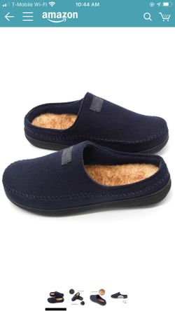Men's Comfort Suede Fabric Memory Foam Slippers with Plush Fleece Lining size 9-10
