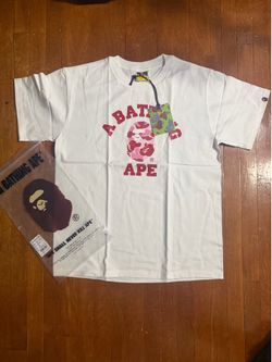White and pink Bape tee