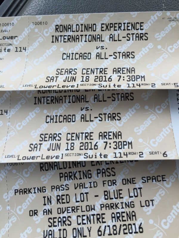 2 tickets for today's Ronaldinho experience