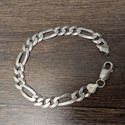 7.8mm Diamond-Cut Figaro Sterling Silver Bracelet