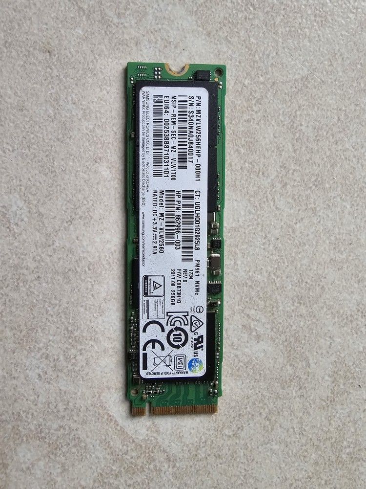 1X Samsung PM961 256GB PCLe NVMe M.2 SSD Solid State Drive MZVLW256.