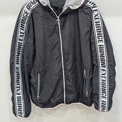 Armani Exchange Men's Hooded Full Zip Jacket Windbreaker Logo Tape Size L