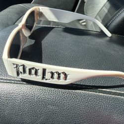 White Palm Sunglasses With Logo