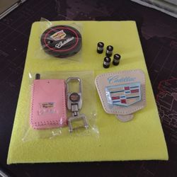 Leather Key Fob Case Cover Cadillac Ct6 2 Mat Cup Logo Sund Glasses Valve Stem Caps Tires $50 .