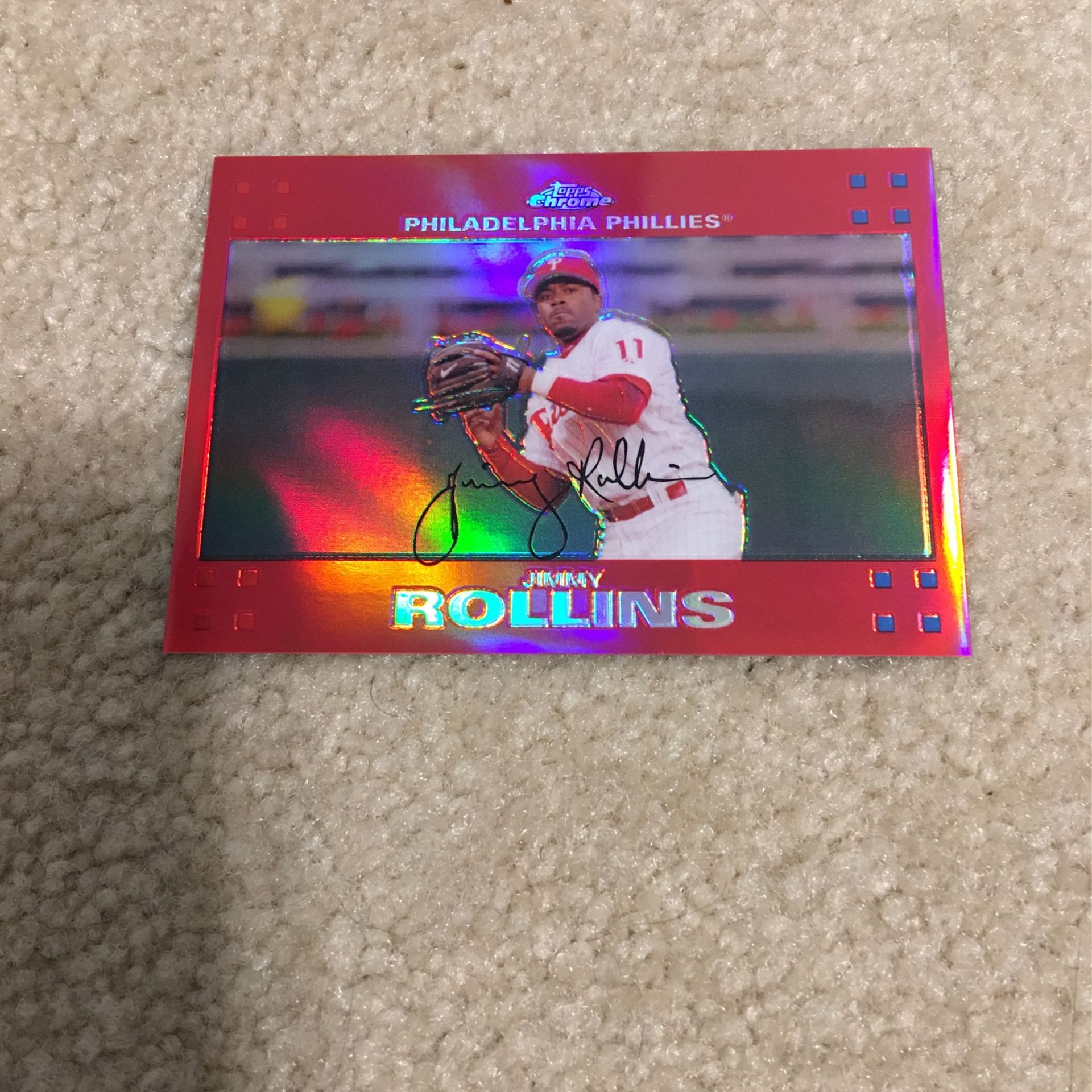 2007 Topps Chrome Jimmy Rollins Red Refractor /99- Philadelphia Phillies