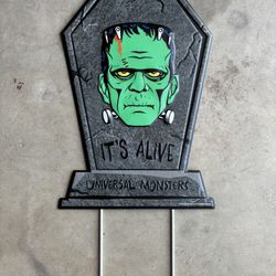 24 inch Frankenstein Metal Tombstone Halloween Decoration