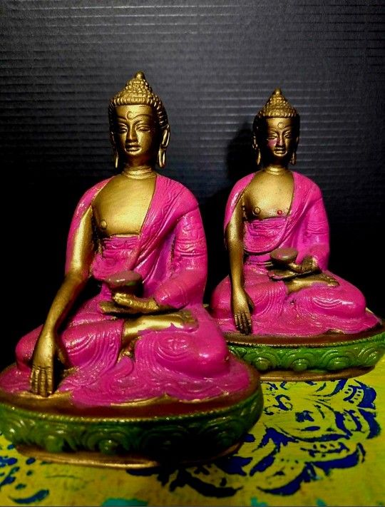 7" Tall Chinese Bronze Shakyamuni Amitabha Buddha Statues 2 For $30
