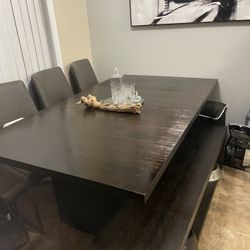 Hard Wood Table And Bench Dining Room