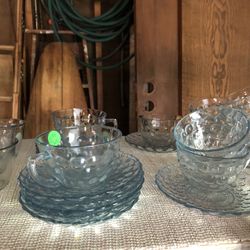 Blue Bubble Fire King 8 Cups & Saucers, Bowl Cash/Venmo WBLake Home