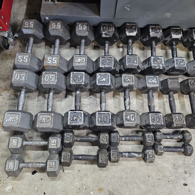 Set of Hex Dumbbell weights