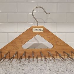Land's End Tie Belt Rack 40 Metal Peg Hanger Wooden Cedar Hanger