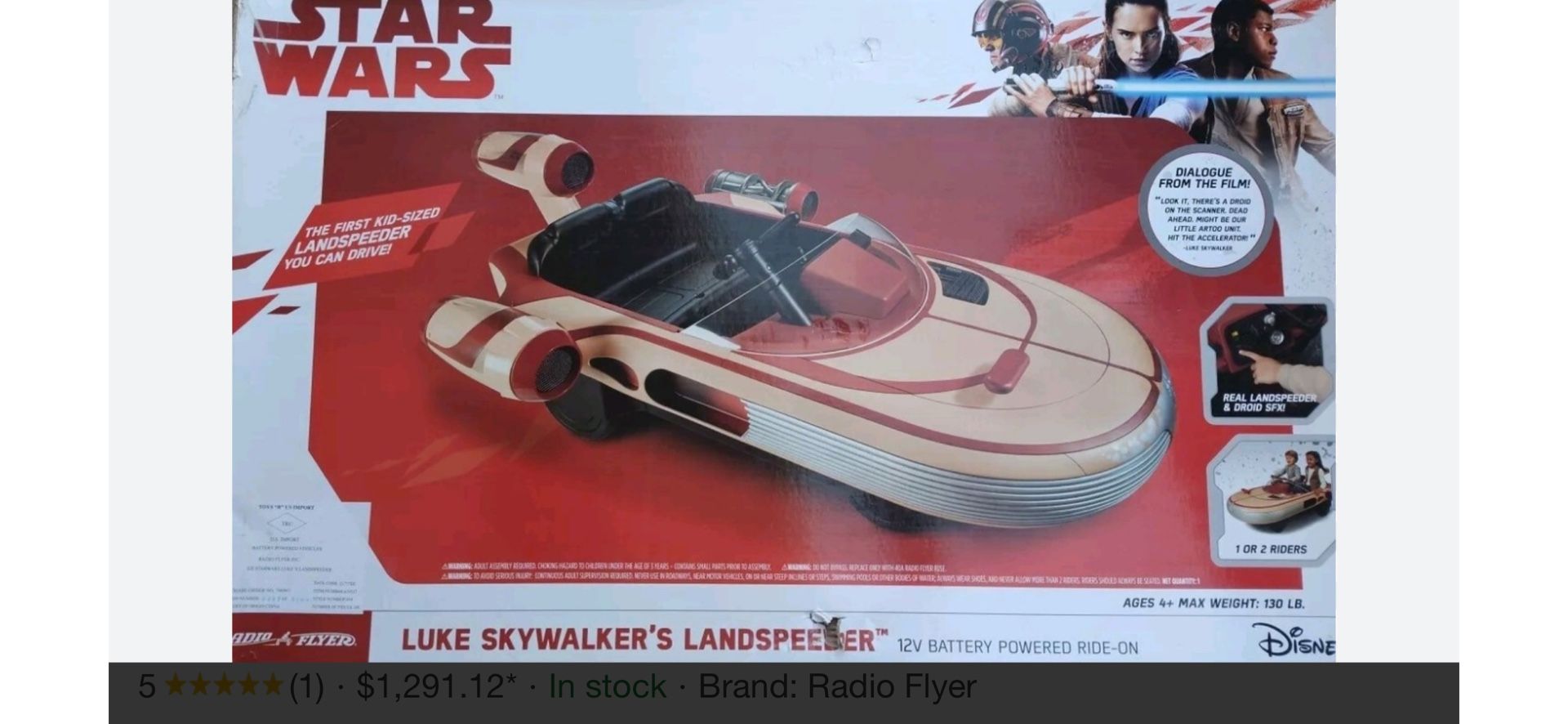Luke Skywalker Land Speeder Radio flyer Battery Powered
