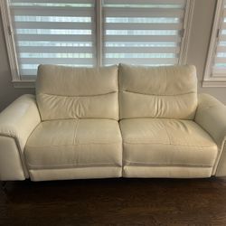White Italian Leather Electric Couch 