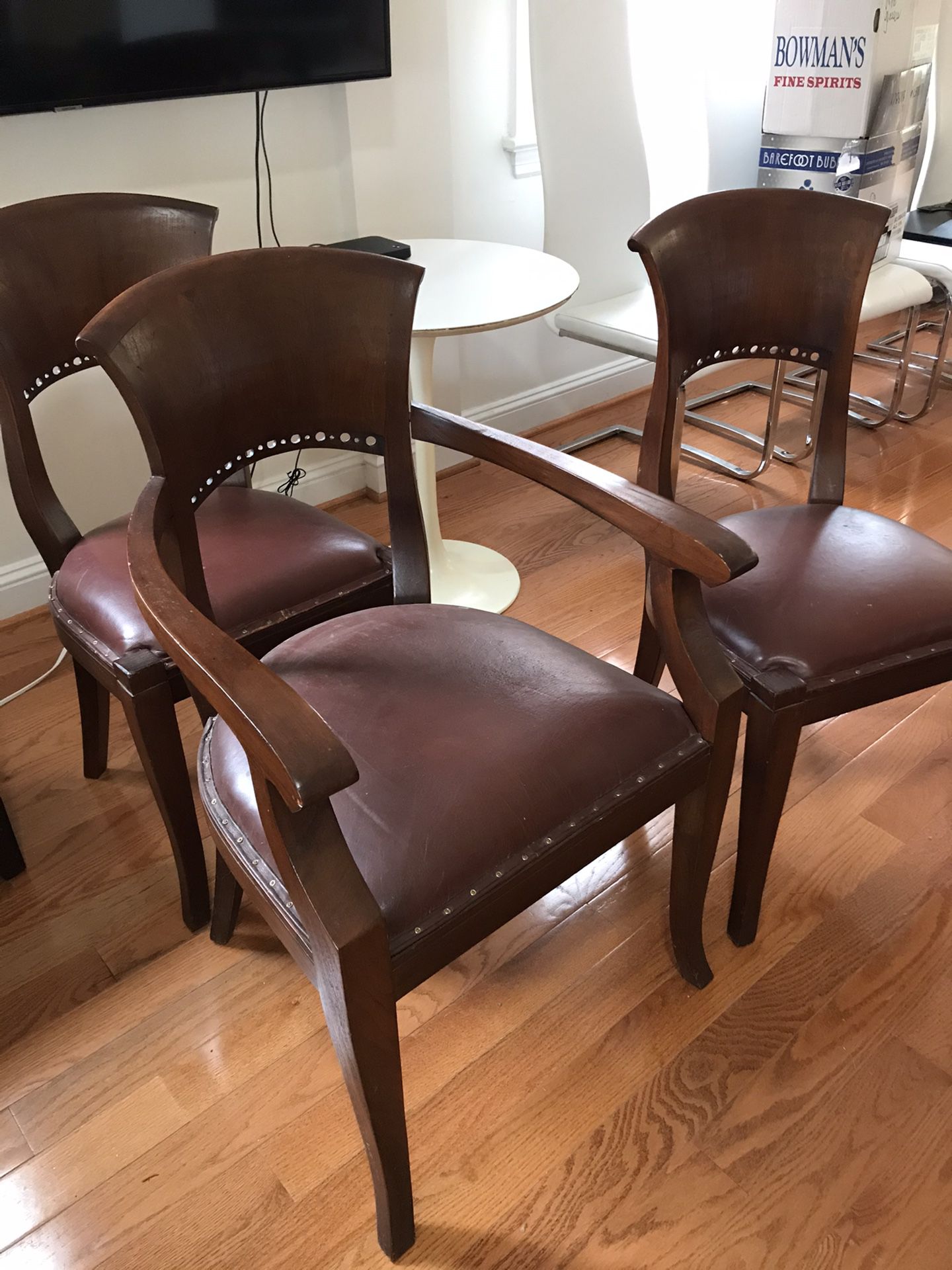 Six (6) Leather dining room chairs