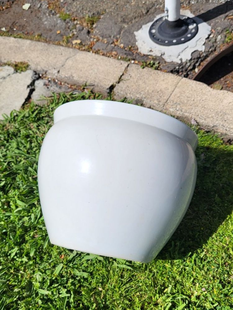 Large Planter Flower Pot White Ceramic 14"