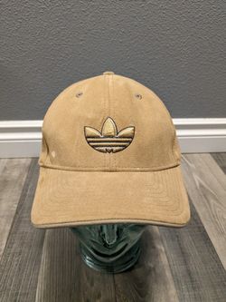 VTG Adidas Original Trefoil Old Logo Hat Baseball Cap Adjustable Tan 7 3/8 XL