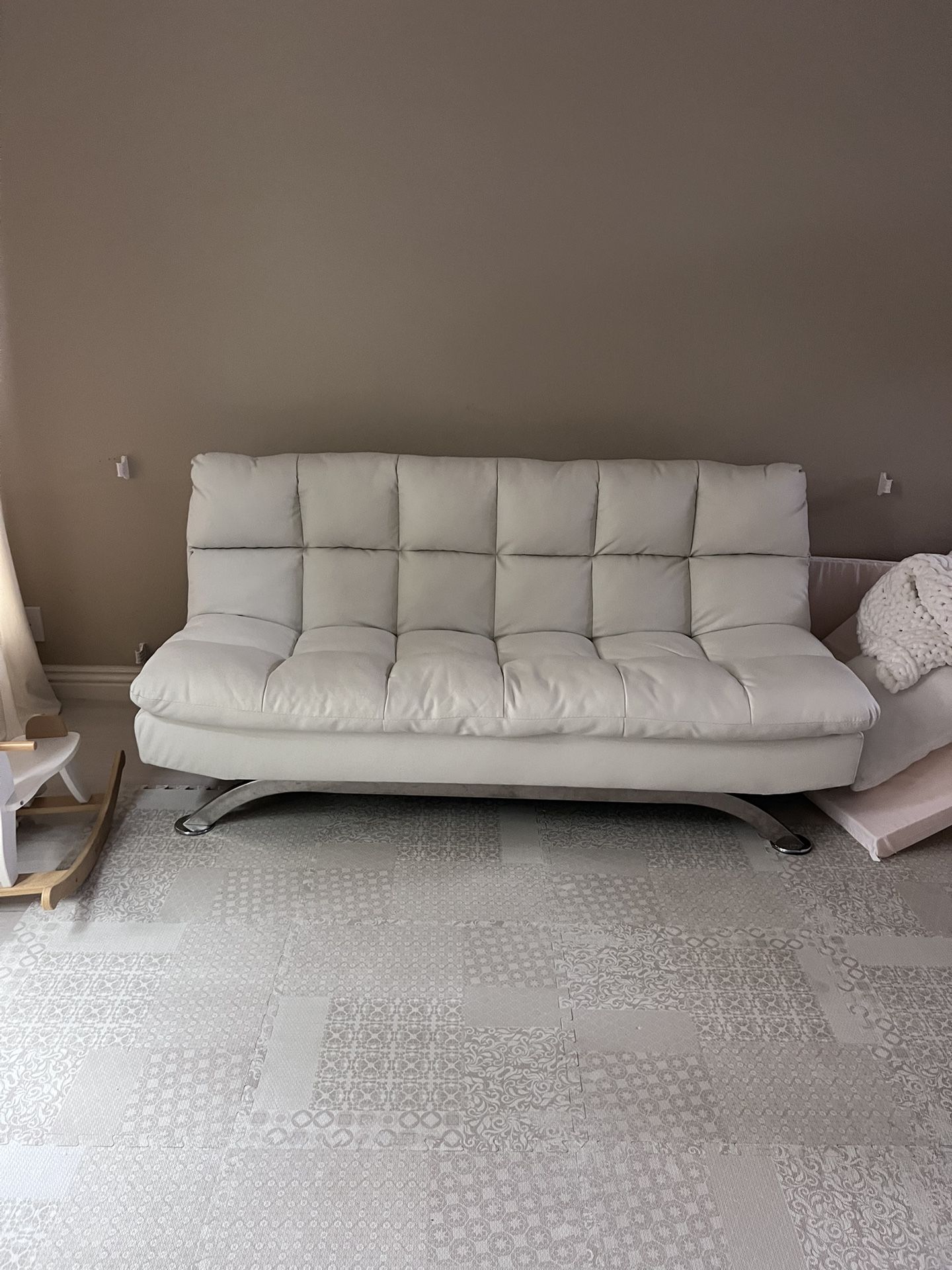 Modern White Futon Sofa Bed