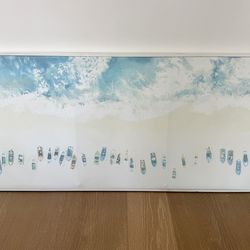 Large Framed Coastal Beach Wall Art – 48” × 25”