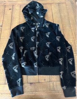 Famous Stars & Straps Thuggish Black Velour Zip Hoodie Size Small