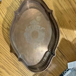 Vintage Lawuered Brass Tray 