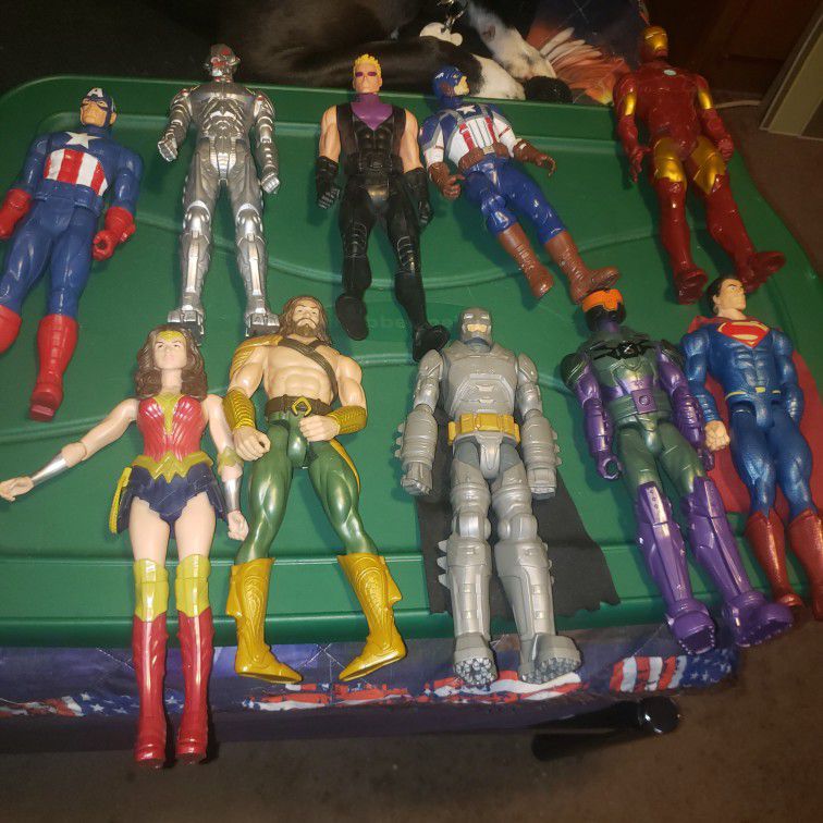 Ten 12" Action Figures Set Selling As A Lot For 50 Firm Average 8 To 10 Each