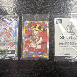 One Piece Monkey D. Luffy 4th Anniversary Full Promo Set Sealed! P-110 TCG