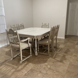 100 + Year Old Table & 6 Chairs.   Adjustable Size